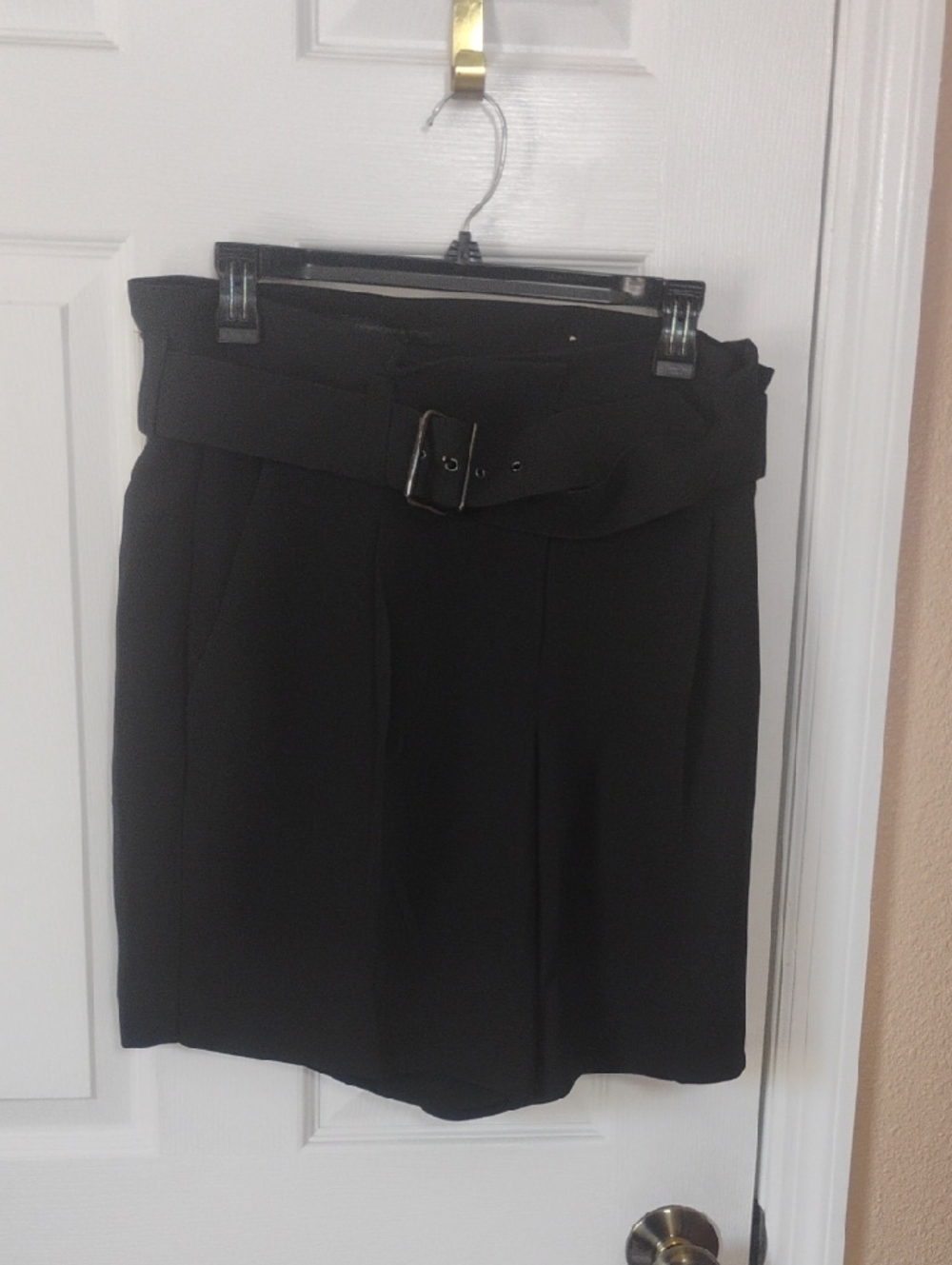Express Black High Waist Paperbag Belted Shorts
